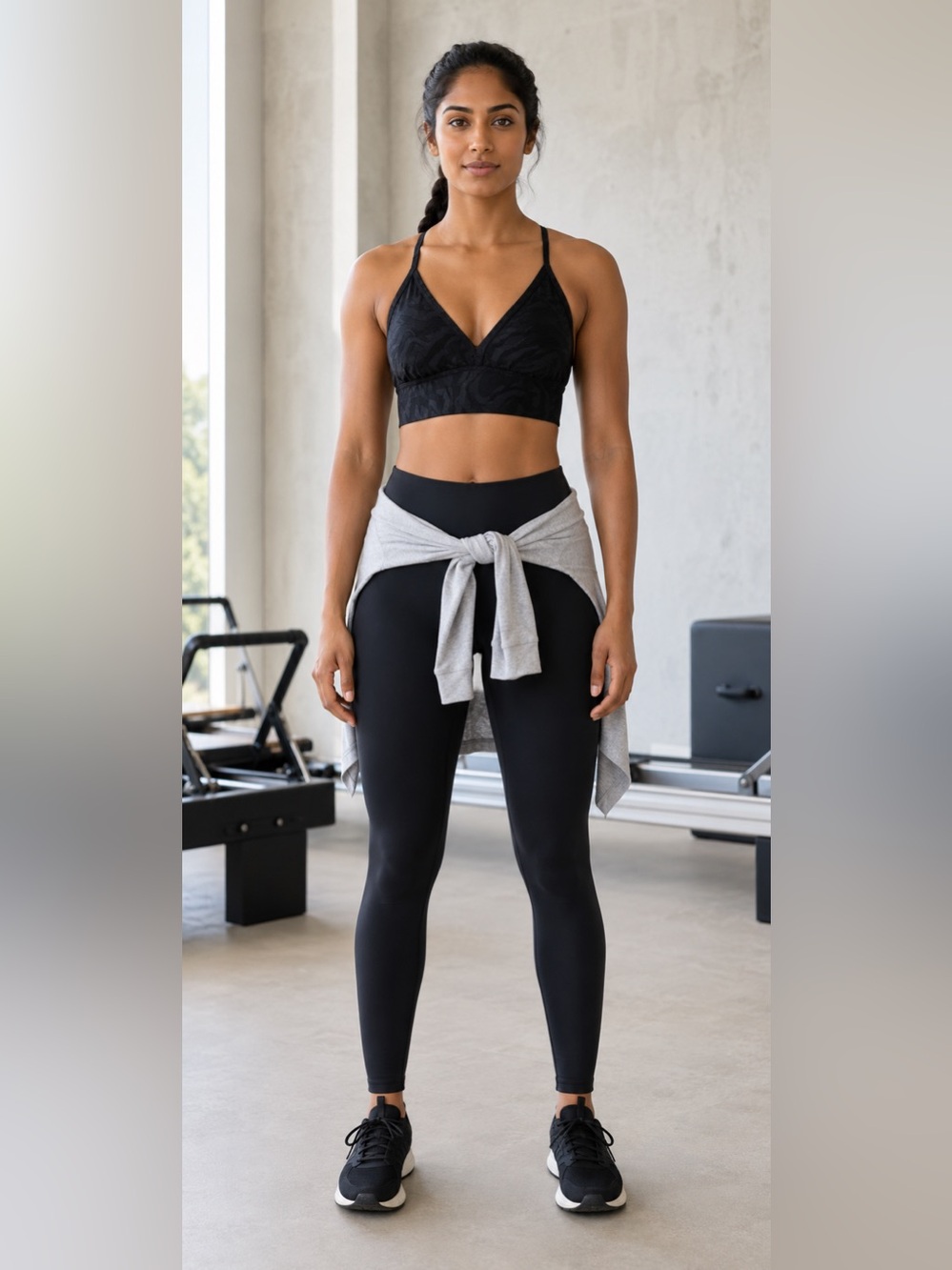 Koral Black Subtle Zebra-Textured Racerback sports Bralette